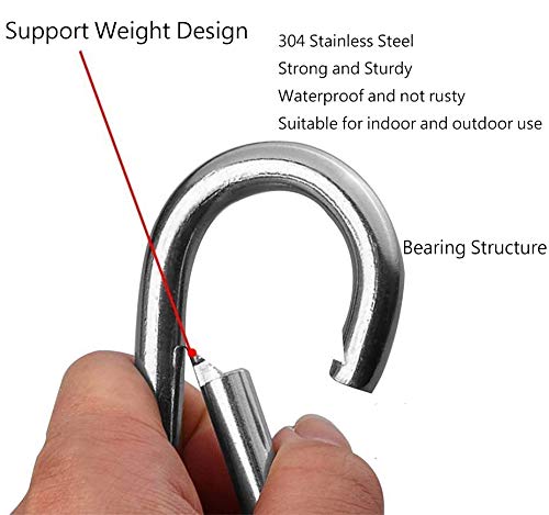 10 Piezas Mosquetones de 40x4mm,Gancho de resorte de Acero inoxidable 304 con una capacidad de carga de 60kg，Cierre con resorte con gancho