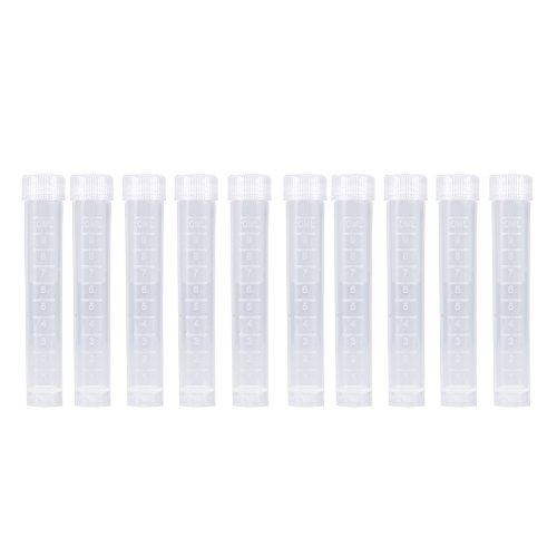 10 unidades 10ML Tubos de Prueba Plásticos Tubos de Ensayo Congelados Tubo con Marcas Graduadas Tapón de Rosca para Laboratorio