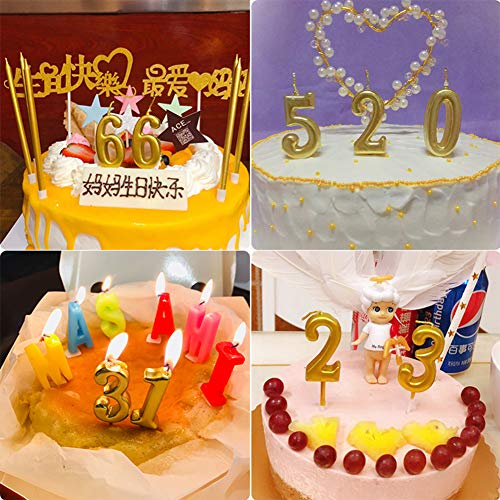 10 velas numéricas para tarta de cumpleaños, decoración de tartas, con números de 0 a 9, tonos brillantes, para fiesta de cumpleaños, celebración de fiestas, dorado/plateado/oro rosa 1