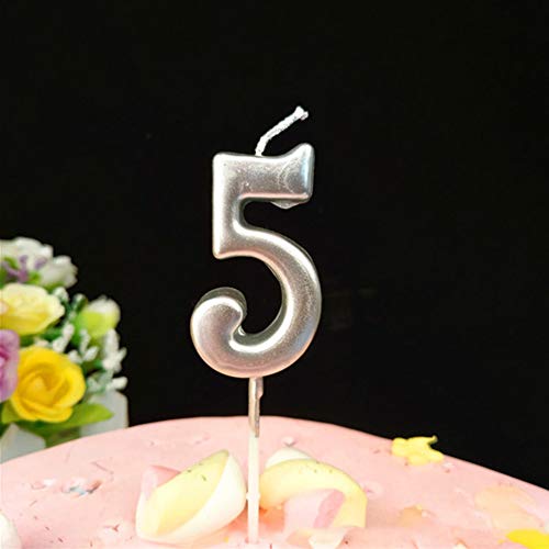 10 velas numéricas para tarta de cumpleaños, decoración de tartas, con números de 0 a 9, tonos brillantes, para fiesta de cumpleaños, celebración de fiestas, dorado/plateado/oro rosa 2