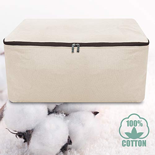 100% algodón natural, tamaño grande bolsa de almacenamiento suave para ropa de cama, edredones, almohadas, mantas, almohadas, todos los artículos voluminosos, transpirable y lavable (gris)