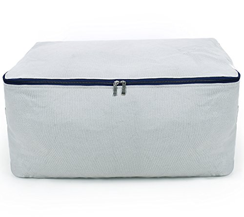 100% algodón natural, tamaño grande bolsa de almacenamiento suave para ropa de cama, edredones, almohadas, mantas, almohadas, todos los artículos voluminosos, transpirable y lavable (gris)