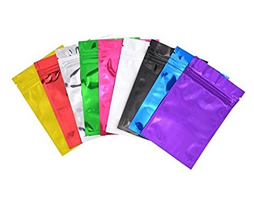 100 bolsas de embalaje de aluminio para sellado al vacío Ziplock Mylar de colores para sellado al por mayor, bolsas de almacenamiento perfectas para dar muestras 7.5 * 10cm