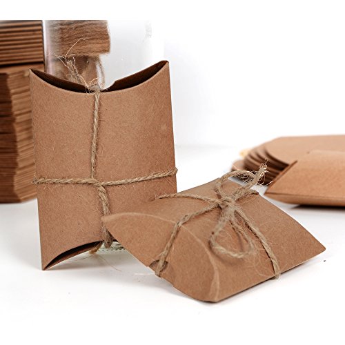 100 × Cajas, Papel Kraft, para Guardar Bombones, Galletas Pequeñas Detalle Regalo Recuerdo Favor Decoración para Invitados de Boda, Fiesta, Comunión, Bautizo, Graduación etc. (Marrón)