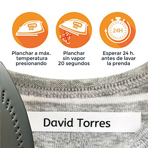 100 ETIQUETAS DE TELA PARA MARCAR LA ROPA (PLANCHAR) CINTA TERMOADHESIVA PARA GUARDERIAS, ESCUELAS, COLEGIOS Y RESIDENCIAS. ETIQUETAS PERSONALIZADAS CON CERTIFICADO ECOLÓGICO