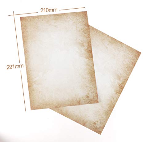100 hojas de papel de diseño de aspecto antiguo DIN A4 120 g/m2 ABSOFINE DIY Offset Printing