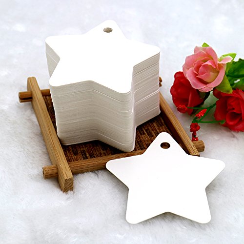 100 piezas Etiquetas de Papel Kraft Etiquetas de Regalo Kraft forma de Estrella con 30 Metros Cuerda de Yute para Bricolaje Bodas Navidad Cumpleaños Equipaje marrón (Blanco)