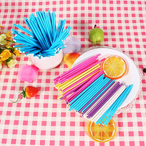 100 piezas Palos de Lollipop Paper Lollipo para Piruletas de Chocolate 3.9 pulgadas (Azul)