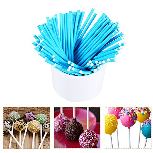 100 piezas Palos de Lollipop Paper Lollipo para Piruletas de Chocolate 3.9 pulgadas (Azul)