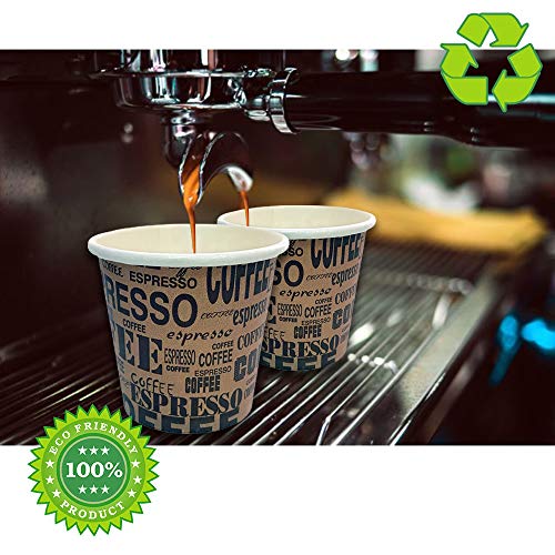 100 vasos de café de papel biodegradables tazas de 75 ml + 100 paletas de madera de abedul