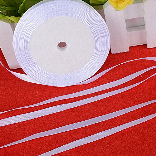 100 yardas Cinta de Raso Satén Seda Blanco 6mm para Embalaje Decoración de Regalo Cajas Flores Boda Navidad (Blanco-6mm*91m(100 yardas))