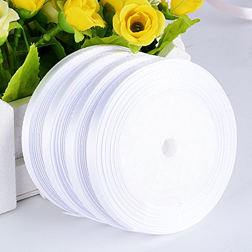 100 yardas Cinta de Raso Satén Seda Blanco 6mm para Embalaje Decoración de Regalo Cajas Flores Boda Navidad (Blanco-6mm*91m(100 yardas))