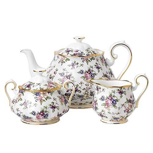 100 Years by Royal Albert 1940 Inglés Chintz Tetera/Azúcar/Crema, 3 Piezas