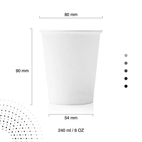 1000/200/100/50 Vasos de Cartón 240 ml Reciclables Habana Desechables Biodegradables Compostables de Alta Calidad Agua Café Té Chocolate Cócteles Bebidas Frías ecológicas