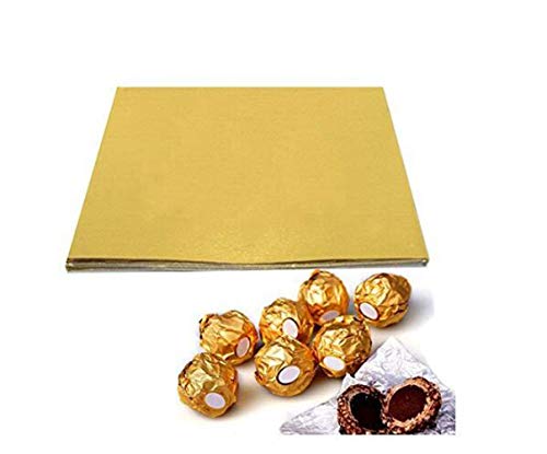 100pcs 4 Inch Chocolate Candy Wrappers Cuadrado Golden Aluminum Foil Papel Papel de Envoltura Papel de Envoltura de Azúcar Papel para DIY Candy Chocolate Embalaje o Decoración