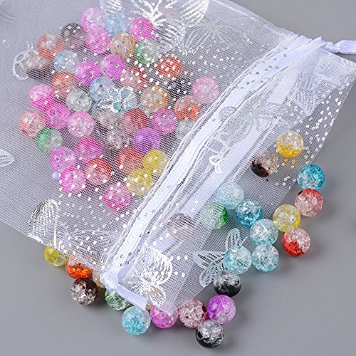 100pcs Bolsas Bolsitas Organza Blancas Mariposas 9x12 cm Saquitos Arroz Regalo Joyas Caramelo Dulces Recuerdo Favores Detalles para Boda Fiesta Navidad Bautizo con Cintas