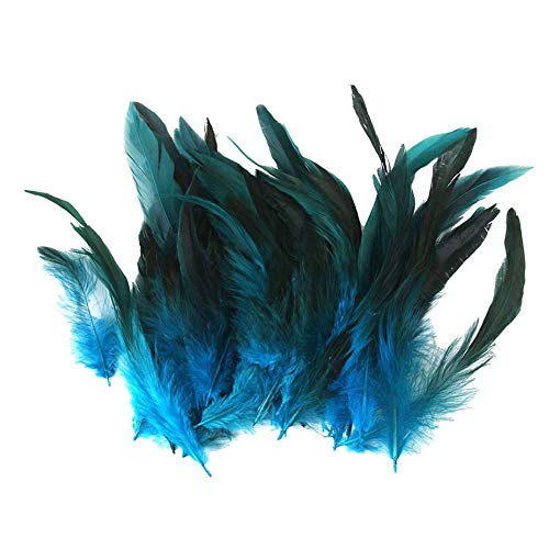 100pcs Hermosas Plumas De Gallo Decoración Fringe,Decoración de Bodas, Manualidades,Hogar Bricolaje Artesanía 15-20cm (color azul cielo)