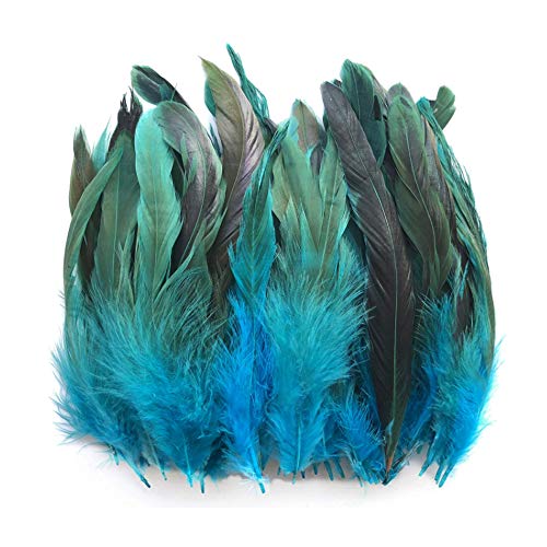 100pcs Hermosas Plumas De Gallo Decoración Fringe,Decoración de Bodas, Manualidades,Hogar Bricolaje Artesanía 15-20cm (color azul cielo)