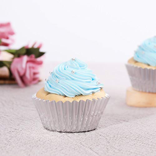 100Pieces Foil Cupcake Cases Baking Cake Paper Cups(Plata)