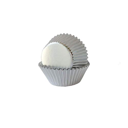 100Pieces Foil Cupcake Cases Baking Cake Paper Cups(Plata)