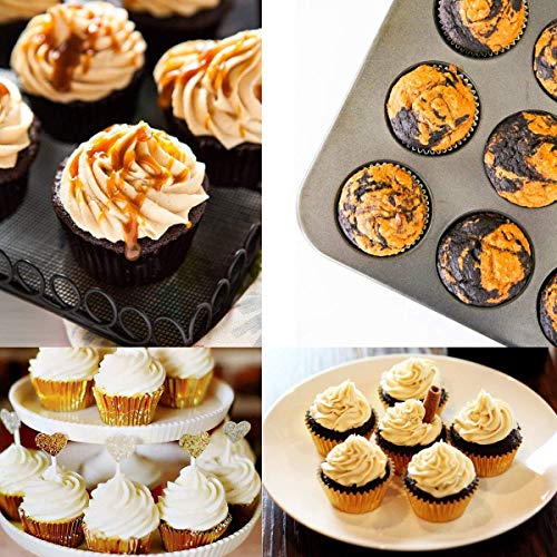 100Pieces Foil Cupcake Cases Baking Cake Paper Cups(Plata)