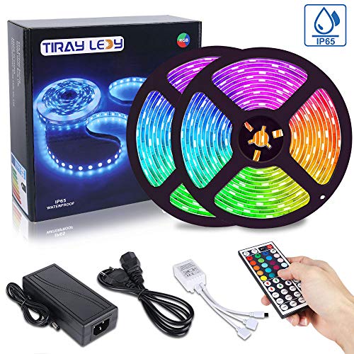 10M Tira LED RGB 5050 300 Leds, IP65 Impermeable Multicolor Tiras LED de Luces LED Kit Completo para Hogar, Restaurante, Cocina, Porche, Oficina, Dormitorio