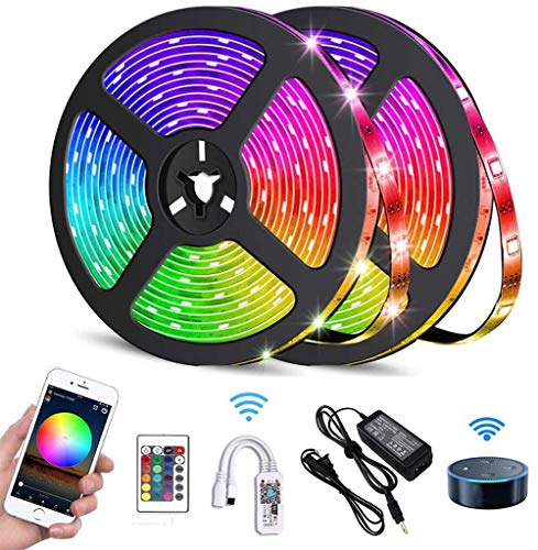 10M Tiras LED Inteligente Wifi, Tiray Ledy compatible con Alexa, Google home, 5050 LED 16 millones de colores, Control por App, Tira led musical para casa, cocina, TV, fiesta, para iOS y Android