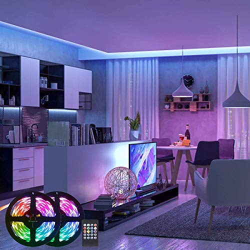 10M Tiras LED RGB 5050,Tomshine 300 LEDs Tiras LED de Luces 12V,Sync con Música,Control Remoto/Teléfono Inteligente APP Control/Botón Manual Control,Luces Led Decoracion para el Hogar,Cocina,Navidad