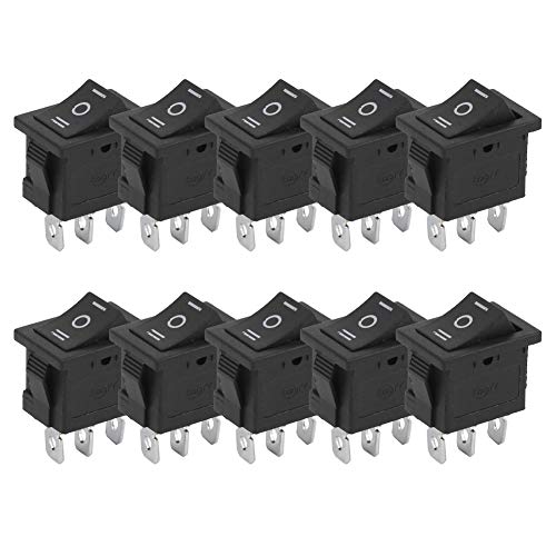 10PCS KCD1 Mini interruptores basculantes de 3 pines y 3 posiciones de encendido y apagado de botes cuadrados para bebederos, cintas de correr, altavoces de computadora, cafeteras, máquinas de masaje