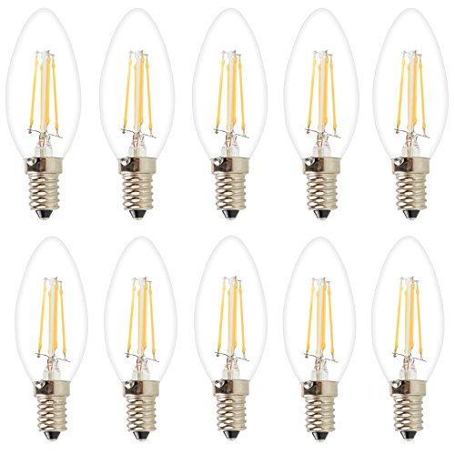 10X E14 Bombilla Edison LED 4W Bombilla Filamento LED COB C35 LED Retro 400LM LED de Edison Blanco Cálido 2700K Bombilla Edison AC 220V