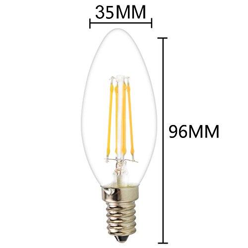 10X E14 Bombilla Edison LED 4W Bombilla Filamento LED COB C35 LED Retro 400LM LED de Edison Blanco Cálido 2700K Bombilla Edison AC 220V