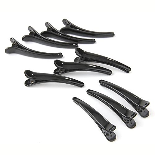 10X Pinza Clip para Cabello Pelo de Plástico Color Negro