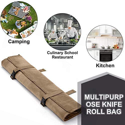 11 ranuras de cuchillo de chef rollo bolsa portátil rollo de cuchillos, se puede utilizar para caja de rollo de cuchillos en cocina, restaurante, viajes