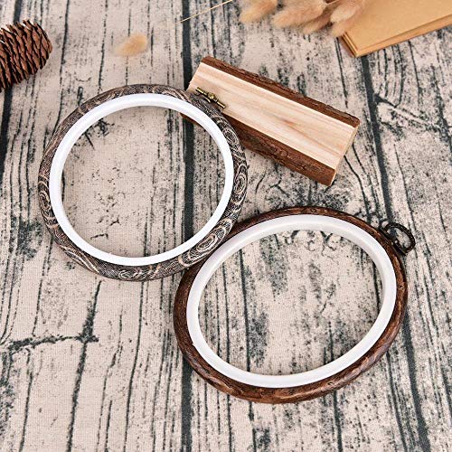 12-29cm Práctico conjunto de bastidores de aros de bordado Anillos de aro de bordado de madera de bambú para herramientas de manualidades de aguja de punto de cruz DIY, ovaladas 15 cm