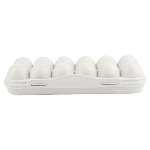 12 Bandeja de huevos apilable con tapa, caja de almacenamiento Organizador de contenedor de huevos para el hogar de la cocina, plástico, gris