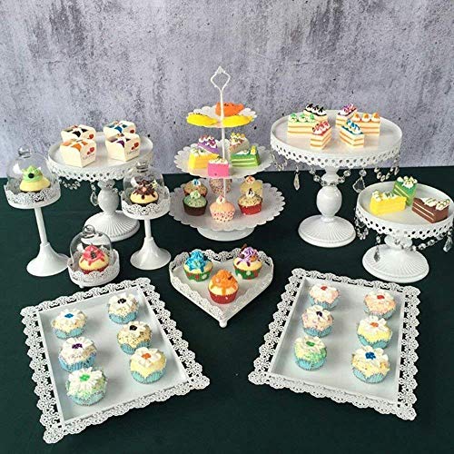 12 Bandejas para tartas Kit de soporte para pastel de boda Blanco con gradas Pop Soporte de pastel de cumpleaños Metal redondo Soporte para exhibición de pastel grande Halloween Fiesta de cumpleaños