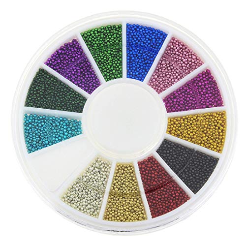 12 Color Nail Tools Steels Beads Espárragos para uñas Metal Caviar Design Encantos de las ruedas Decoraciones 3D Nail Art Supplies