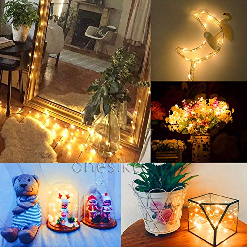 12 Piezas Cadena de Luces con Pilas, 20 LEDs 2M Alambre de Cobre Guirnaldas Luces, IP65 Impermeable Luces Decorativas para Navidad Fiesta Hogar Bodas, Blanco Cálido