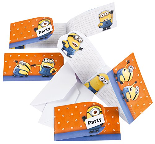 12-teiliges Einladungs-Set MINIONS para Fiesta y Cumpleaños AMSCAN Niños Cumpleaños de niños Fiesta motos Fete Invita Invitaciones Tarjetas invitación Despreciable Me