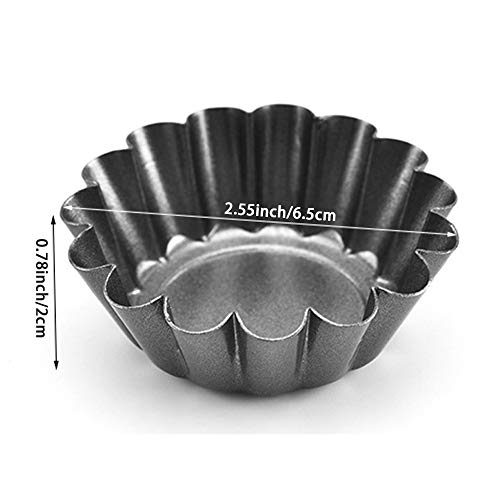 12/24 Pcs Molde de Tarta Huevo Mini Molde Tarta Muffin Cake Cup Quiche Pudding Mold Pie Dish Flan Pastel Postre Round Reutilizable Papel Aluminio Antiadherente Herramientas para Hornear DIY (24pcs)