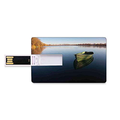 128G Unidades flash USB flash Decoración del lago Forma de tarjeta de crédito bancaria Clave comercial U Disco de almacenamiento Memory Stick Solo barco de pesca en el lago Estar solo Tema en Still Ca
