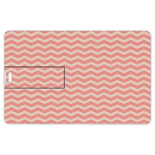 128G Unidades flash USB flash melocotón Forma de tarjeta de crédito bancaria Clave comercial U Disco de almacenamiento Memory Stick Zigzag Chevron Pattern Geometric Soft Colored Old School Vintage Abs