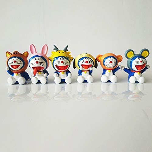 12pcs-Doraemon Doraemon Doraemon Flor Estatuilla Decoración del Coche Animación Juguetes periféricos Altura: 4-5 CM