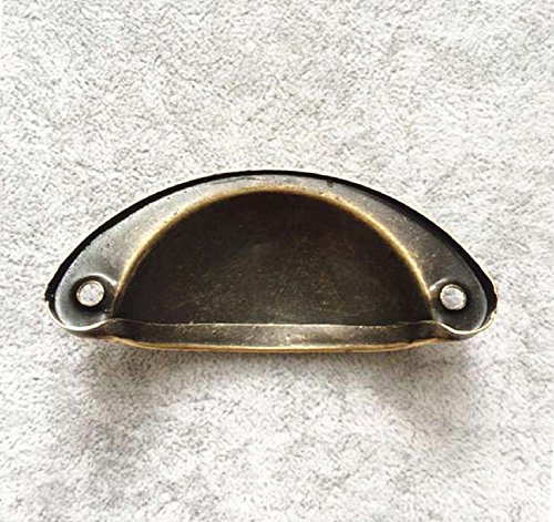 12pcs Pomos Vintage Puerta Retro Hierro Muebles Cocina Armario Cajón Tire Tiradores y Pomos con Forma de Media Luna con Tornillos - 8,2 cmx3.5 cm Bronce