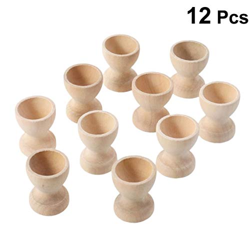 12pcs Sostenedor De Madera Huevera Soportes Muestra Inacabados En De Madera DIY De Huevo para La Decoración De Pascua De Bricolaje