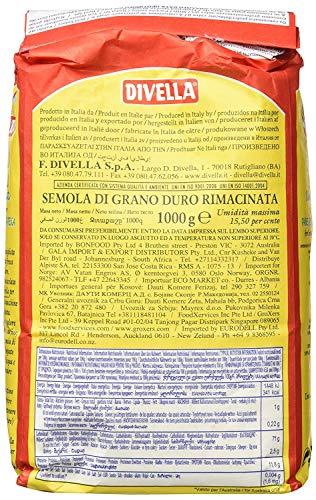 12x Divella Semola Di Grano Duro Rimacinata sémola de trigo duro 1 kg