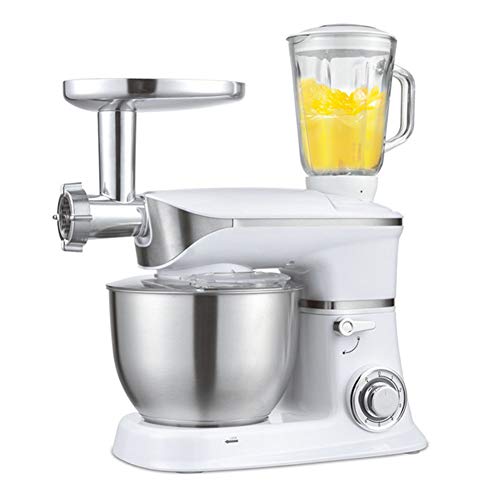 1300W Robot De Cocina Batidora Amasadora 3 En 1 Con 6.5L Cuenco, Molinillo Alimentos, Extractor Jugo, Gancho Para Masa, Batidor, Batidor, 8 Velocidades Con Pulso, Perfecto Para Hornear Cocina,Blanco