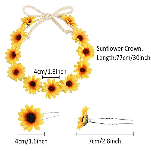 13pcs Diadema de flores Clips del Pelo Pinzas del Pelo，Accesorios Pelo de Girasol Margarita Amarilla Clips de Pelo de Girasol para Mujeres y Niñas Regalo de Reyes Magos