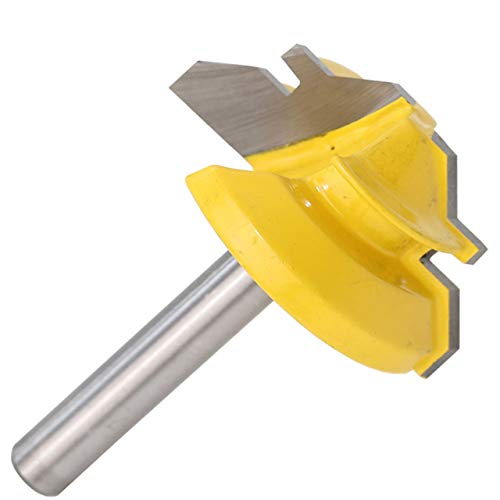 1/4 pulgada 45 Grado Tenon Cuchillo 1/4 * 1-3/8 Stile Finger Glue Router Joint Bit Herramienta de mano Cono Tenon Carpintería puerta del gabinete de corte (amarillo) ESjasnyfall