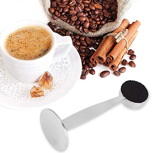 14cm Cuchara café de acero inoxidable con doble función Cuchara de café para medir y apisonar de dos funciones